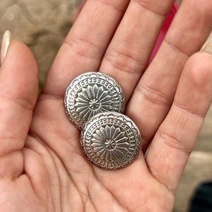 Vintage Sterling Silver Southwestern Concho Stud Earrings